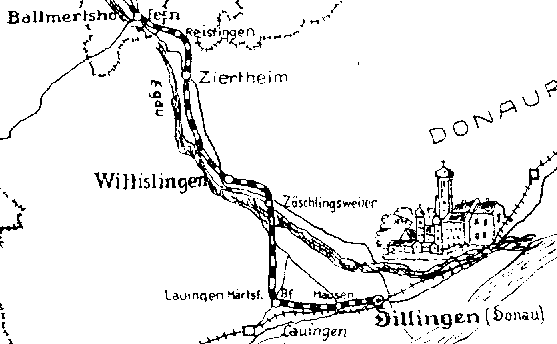 Streckenabschnitt Ballmertshofen - Dillingen (Donau)ca 8 Kb
